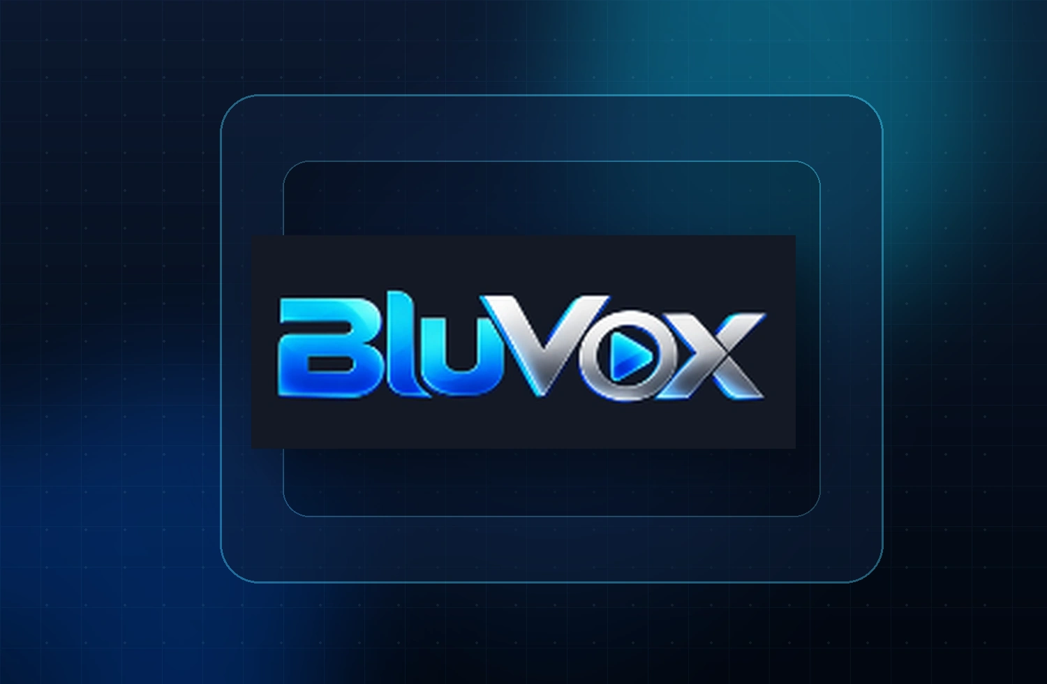 Logo BluVox em uma composição azul e tecnológica